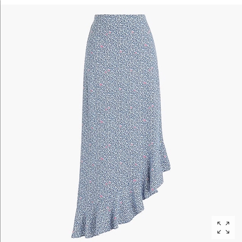 Asymmetrical ruffle midi skirt